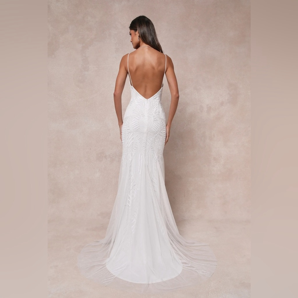 Radiant Presence White Sequin Sleeveless Backless Maxi Dress - Picture 3 of 4